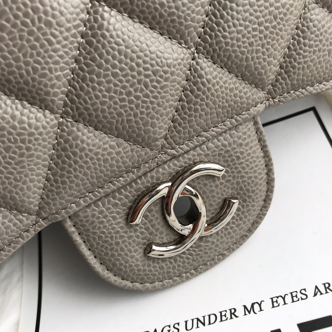 Ch@nel Flap Bag-Caviar-Silver-30CM
