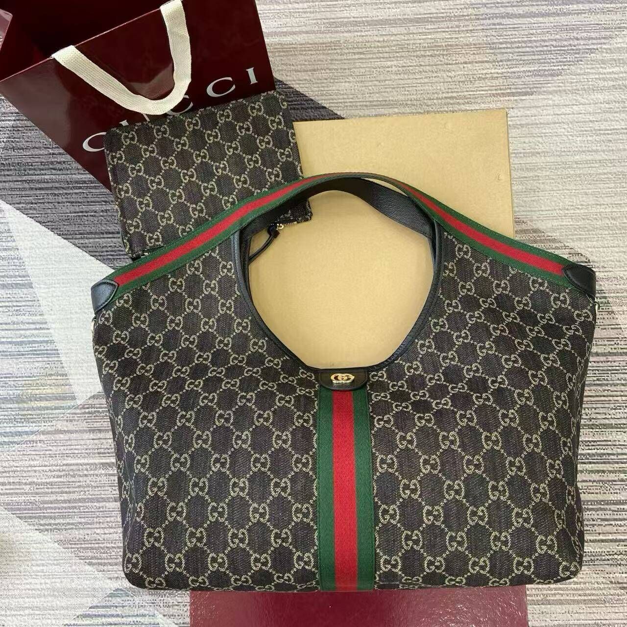 Gv*c*giglio large tote bag gg canvas-60*47*16cm