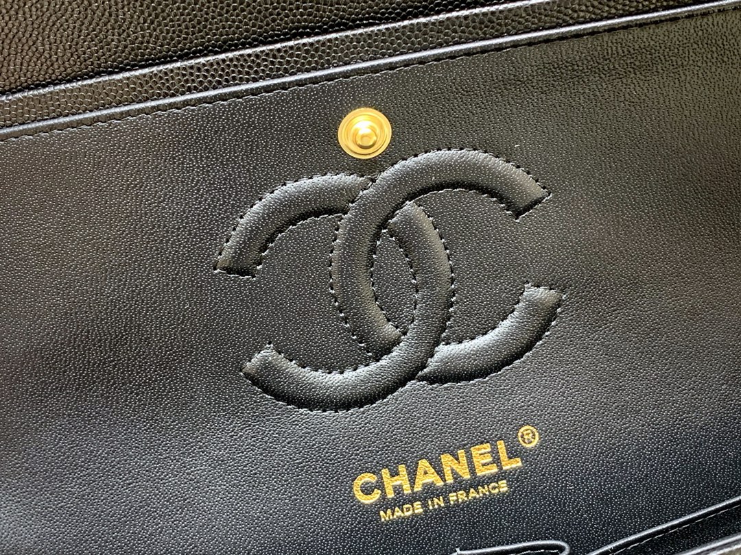 Ch@nel Flap Bag-(Black Inside)Caviar-23CM