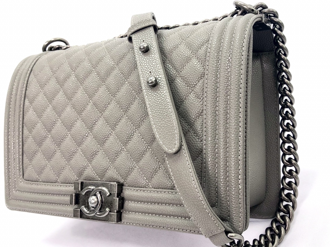 Ch@nel Boy Bag-Caviar-28CM