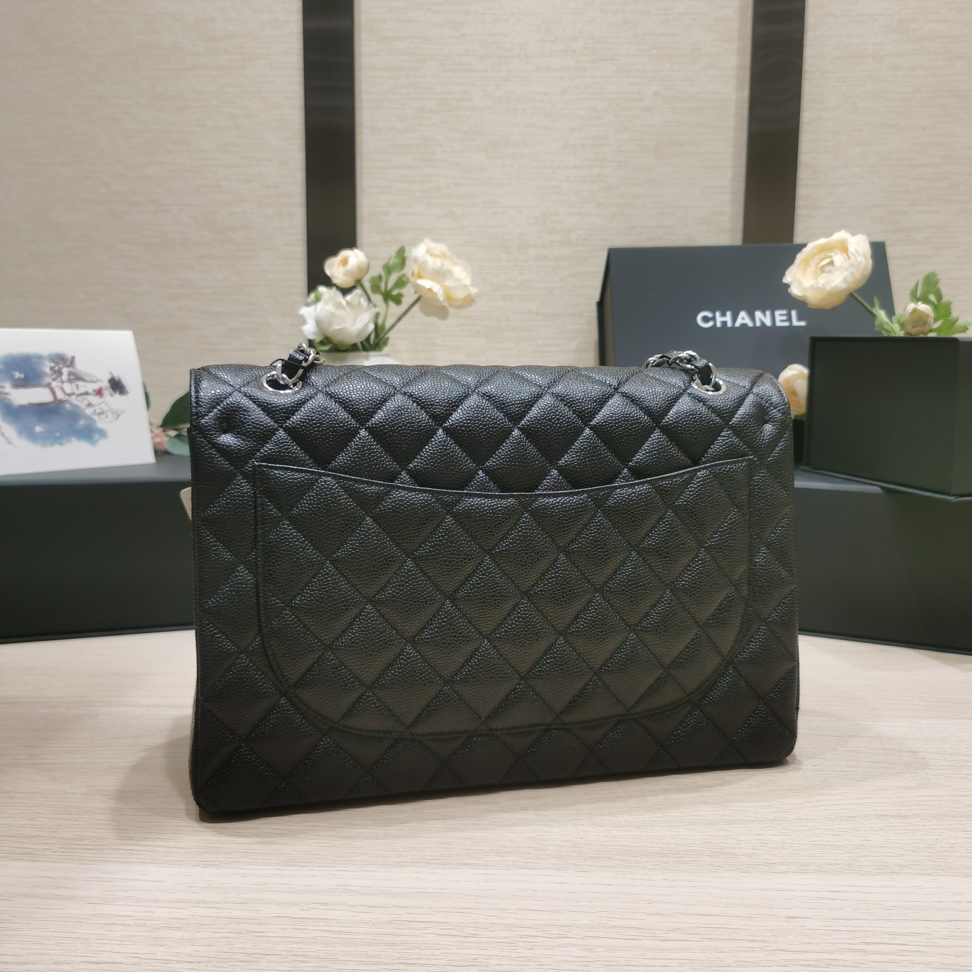 Ch@nel Flap Bag-Caviar Leather-Maxi-33CM