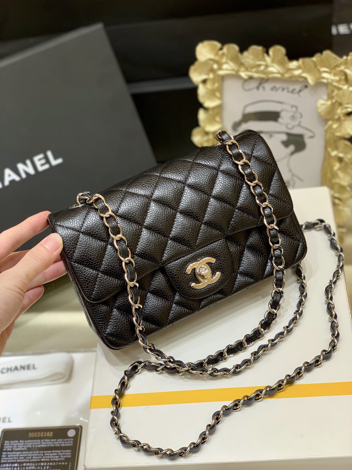 Ch@nel Flap Bag-Caviar-Silver Hardware-20CM