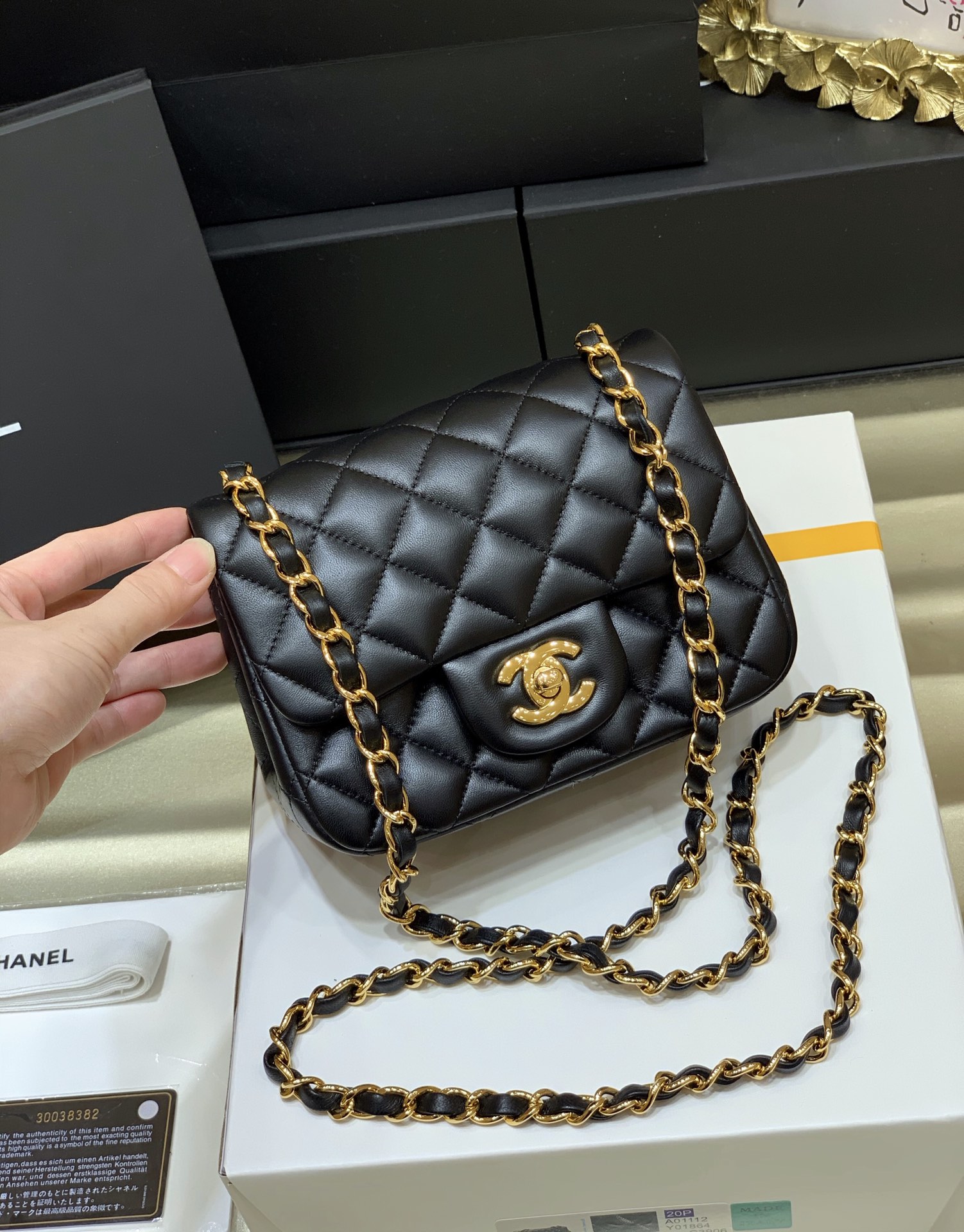 Ch@nel Flap Bag-Lambskin-17CM