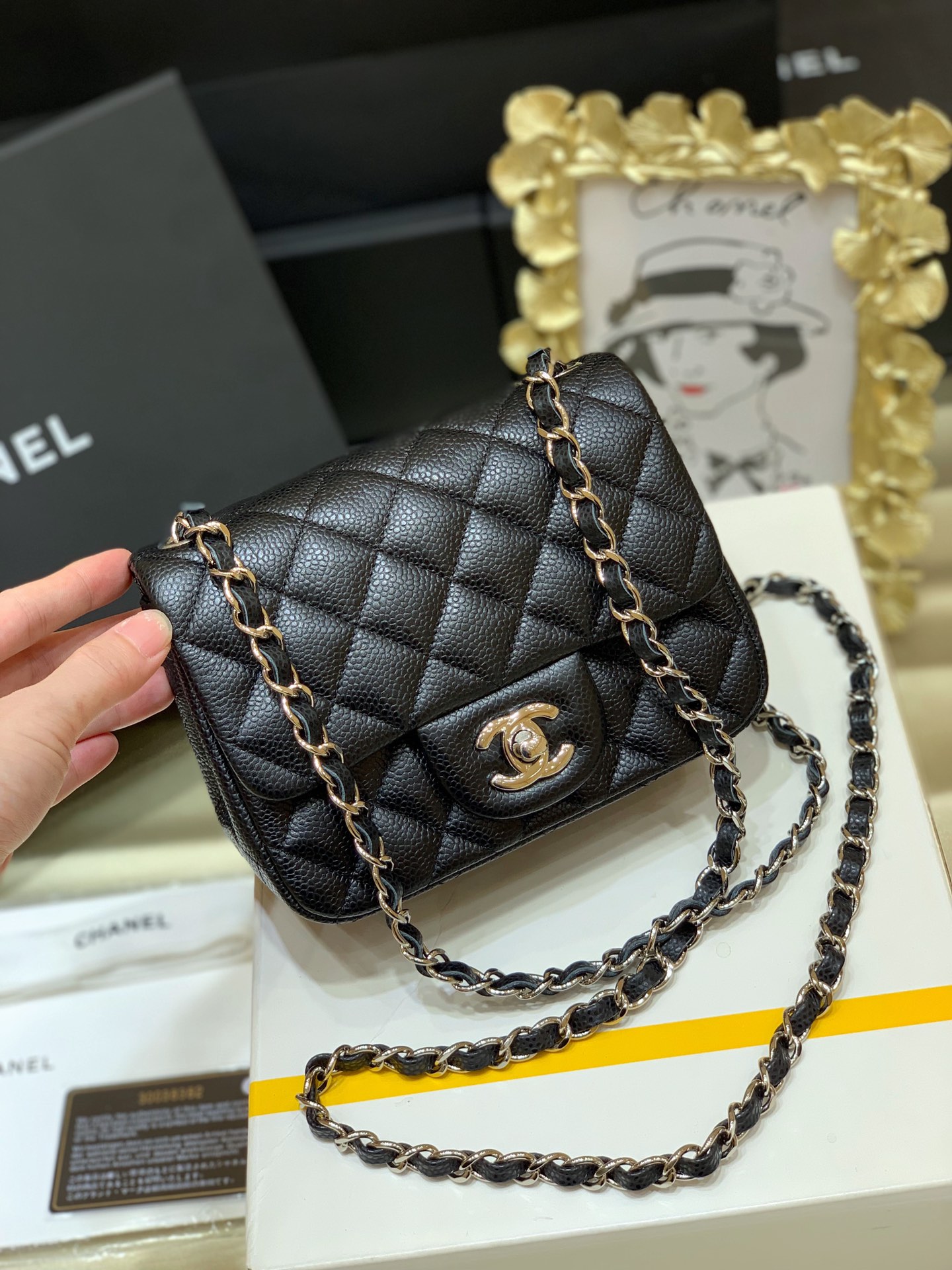 Ch@nel Flap Bag-Caviar-17CM