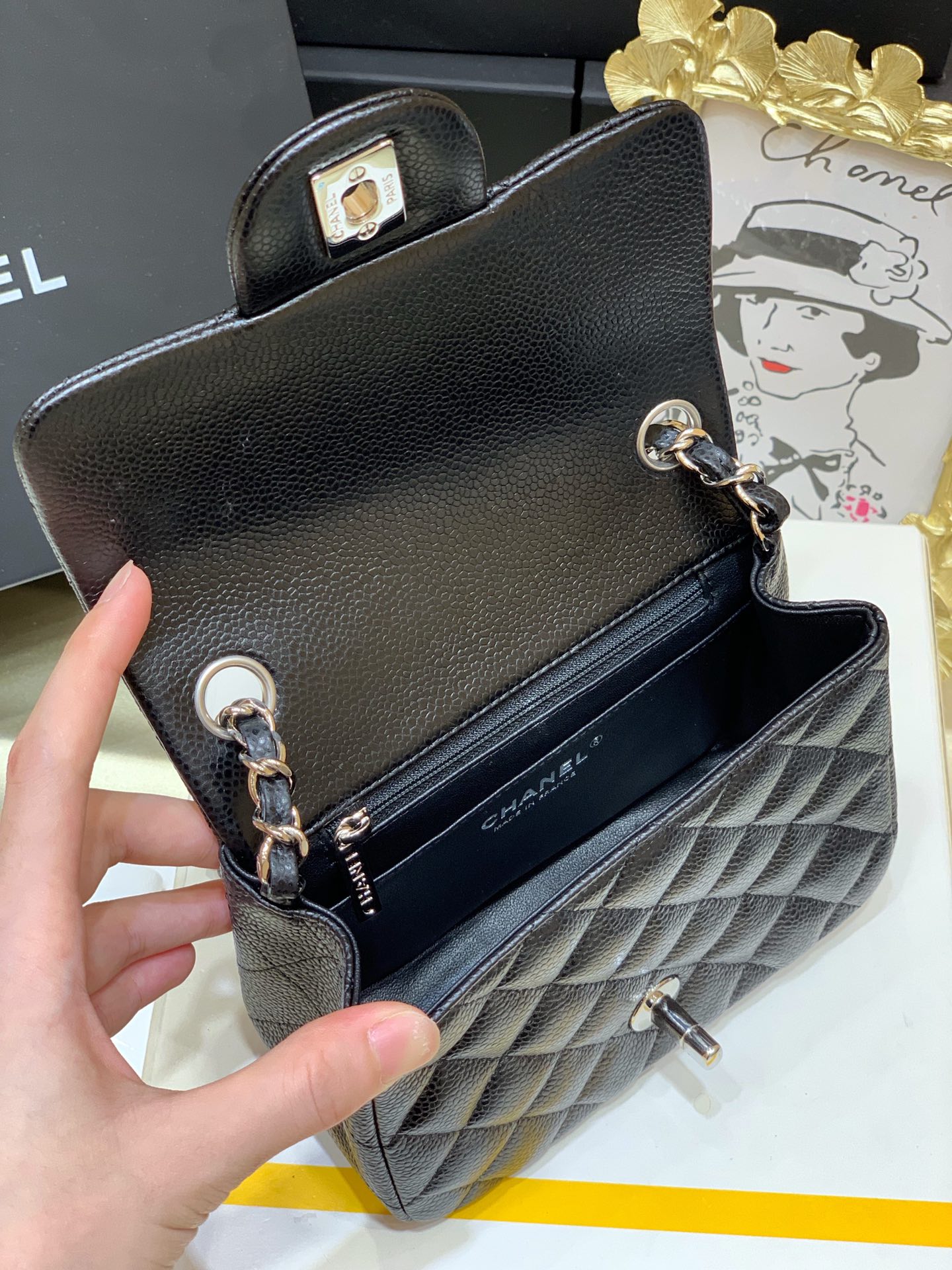 Ch@nel Flap Bag-Caviar-17CM
