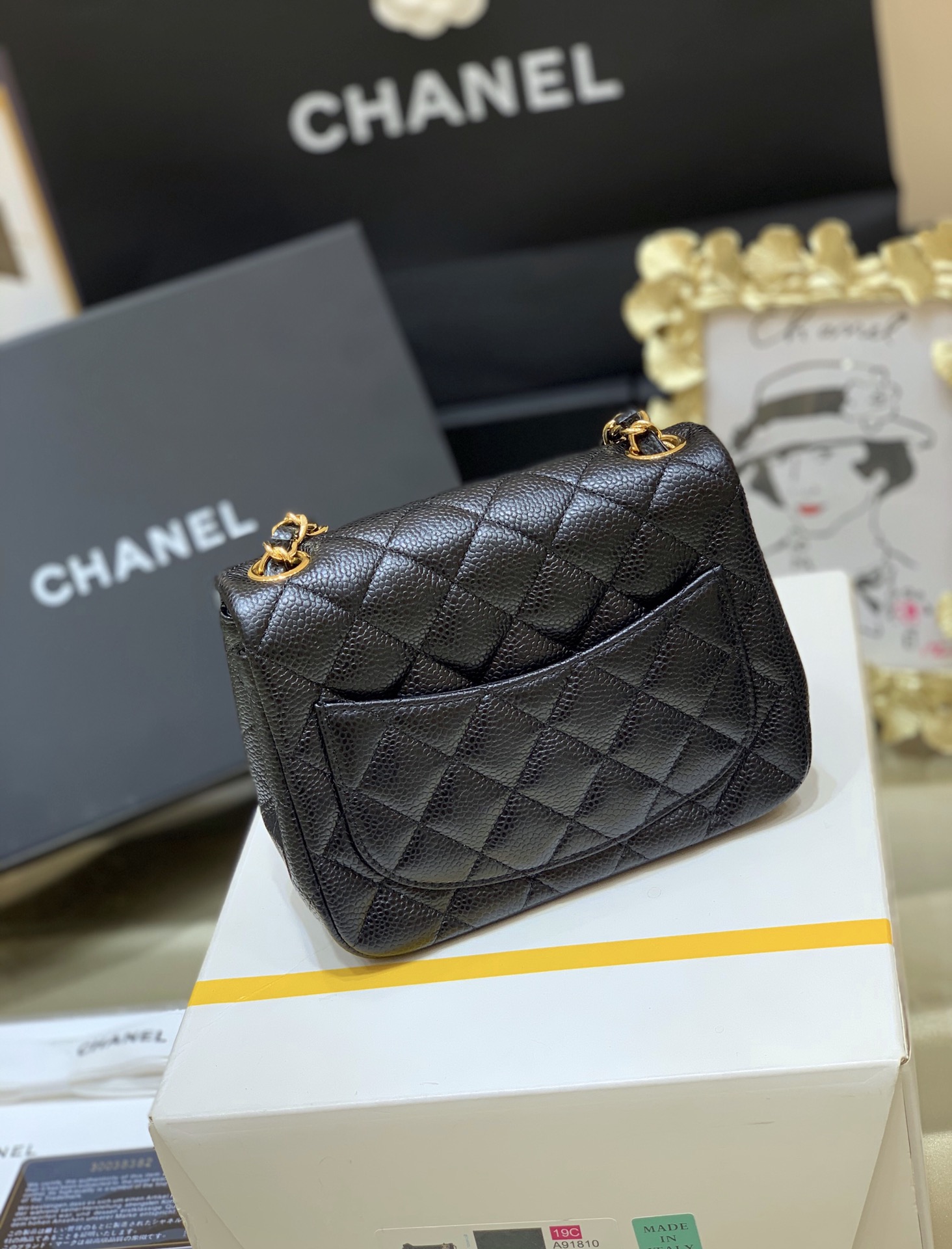 Ch@nel Flap Bag-Caviar-17CM