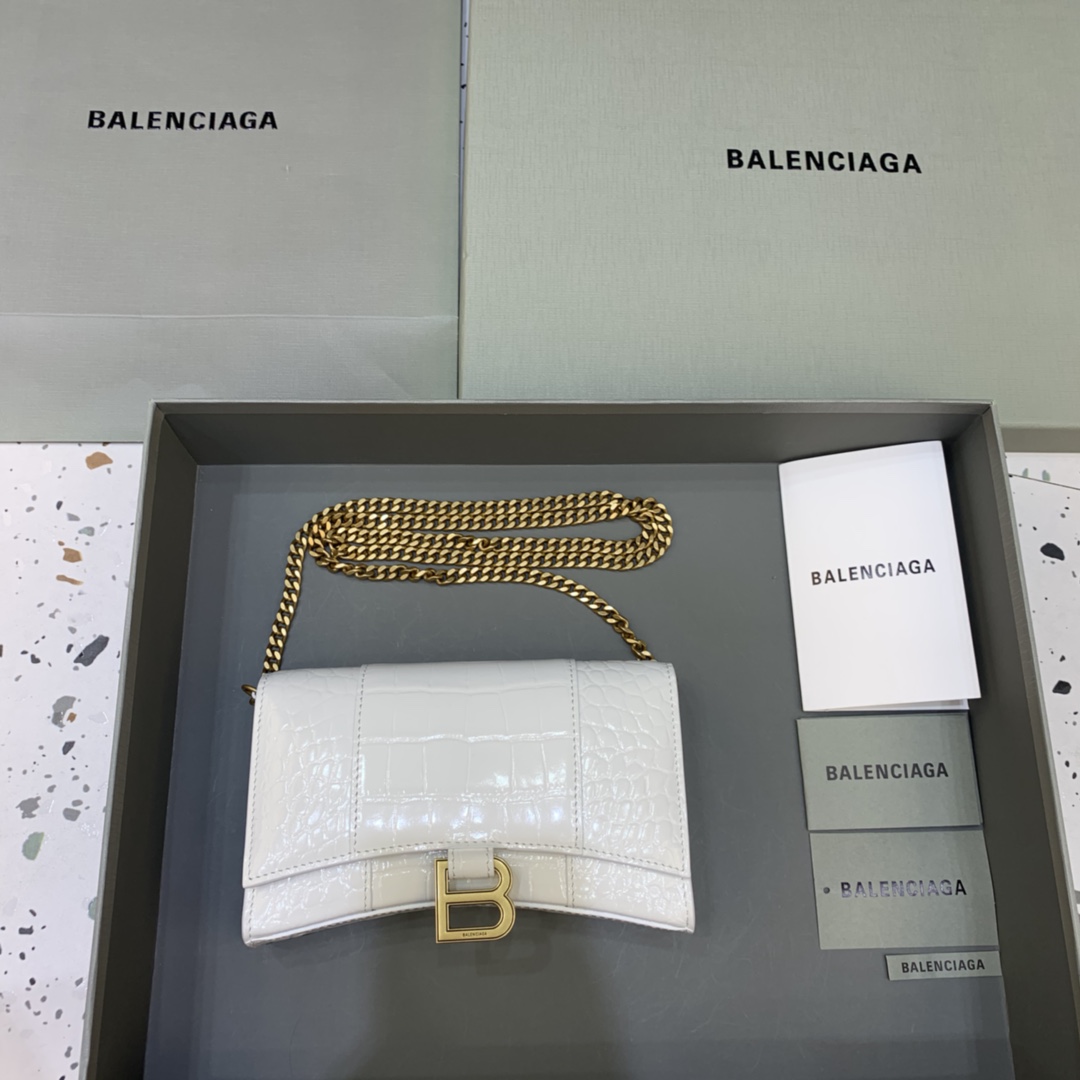 Ba*len*cia*ga hourglass wallet on chain-19*4*12cm