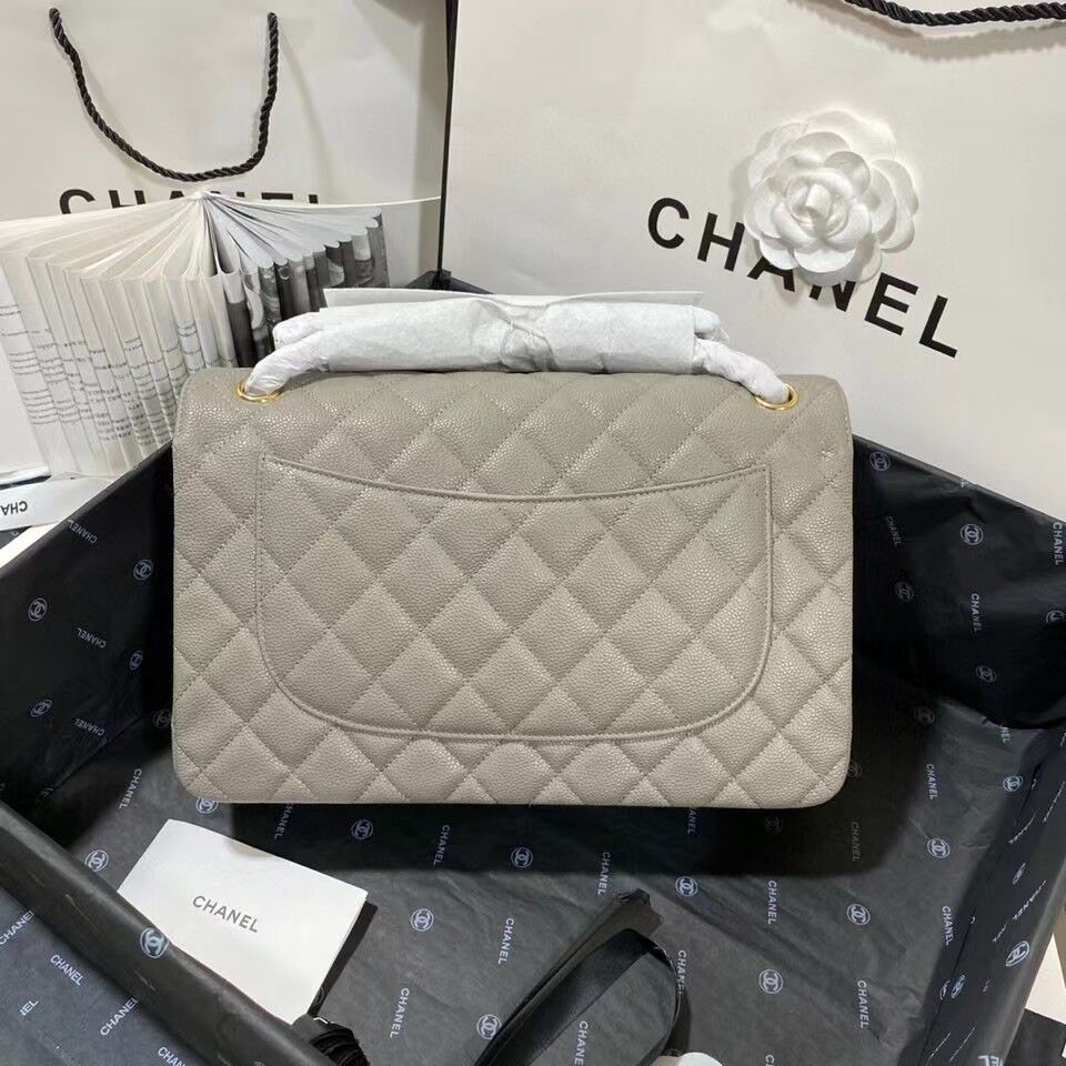 Ch@nel Flap Bag-Caviar-Gold-30CM