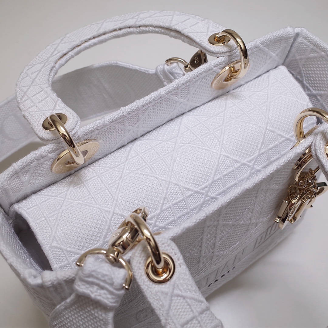 lady D*or handle bag with gold hardware-24cm