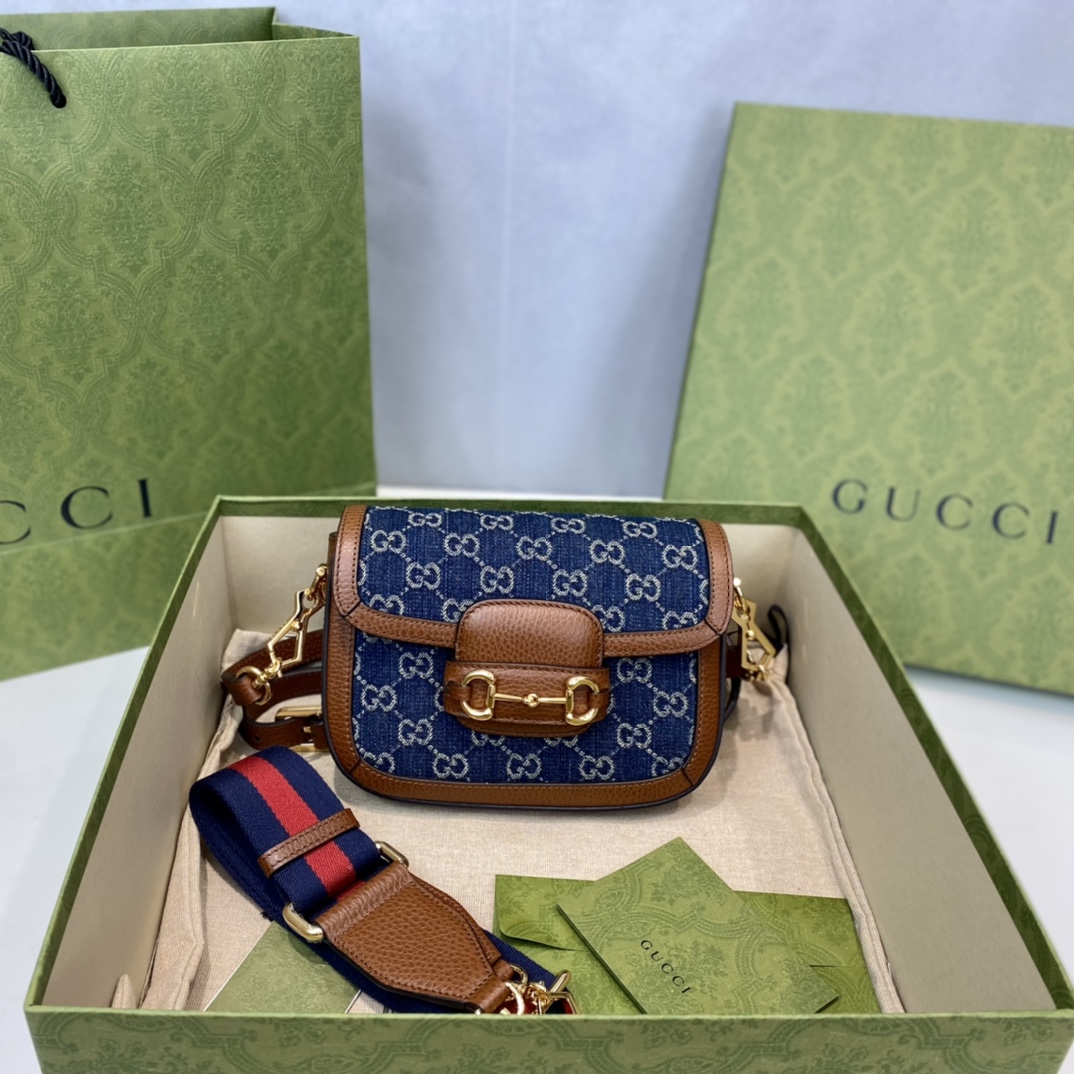 G*u*i 1955 horsebit shoulder bag-20.6*14.4*5.1cm