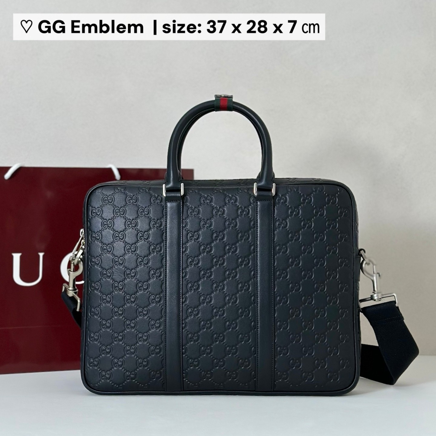 Guc*ci GG Emblem large briefcase -37*28*7CM