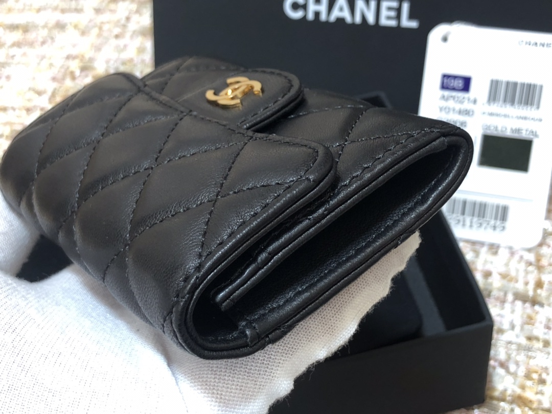 Ch@nel Wallet-Gold Harware-Lamskin-11*10CM