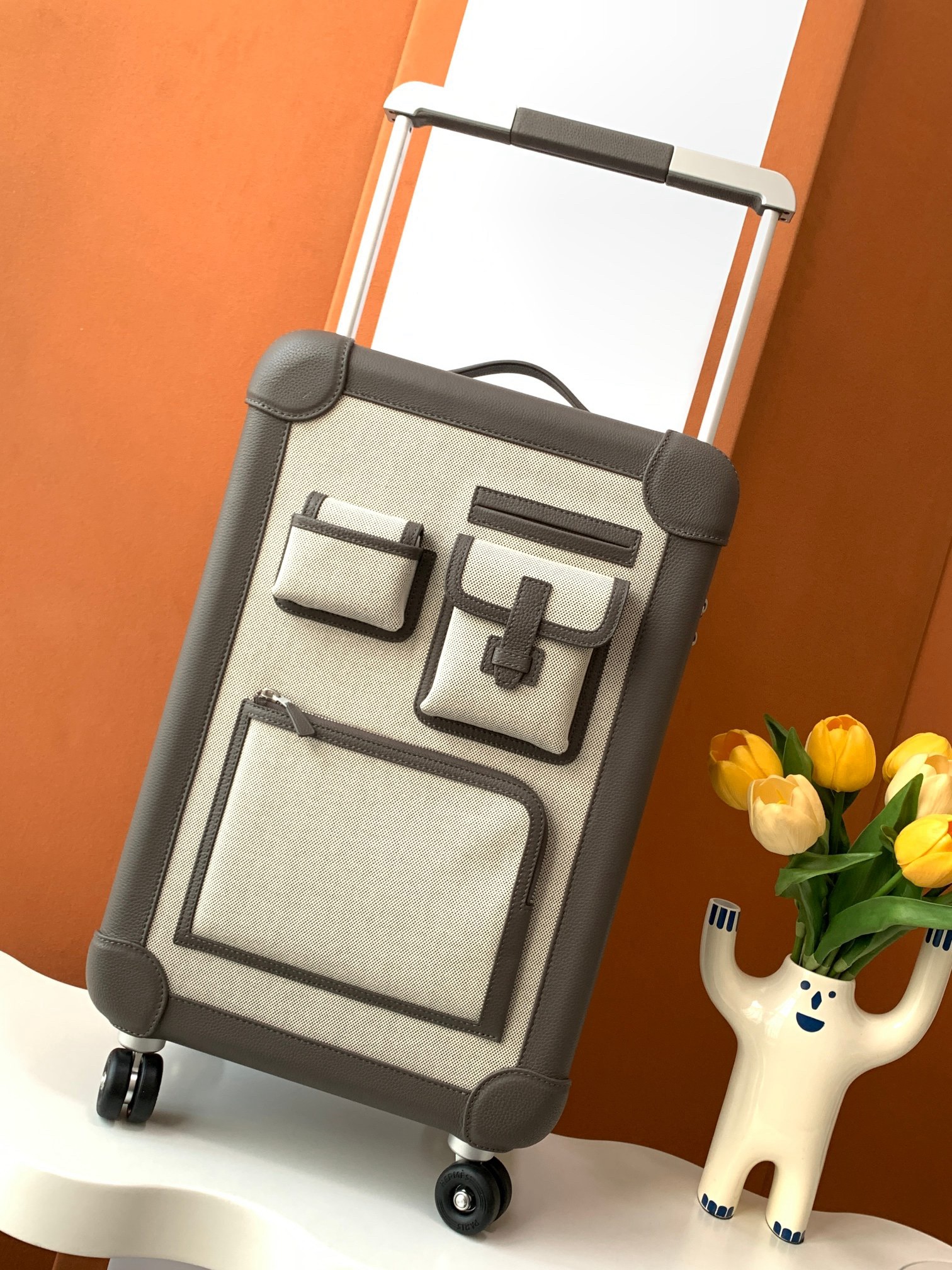 Herm*ès Valise R.M.S Cabine Cargo Toile Noir Suitcase-33x55x20CM