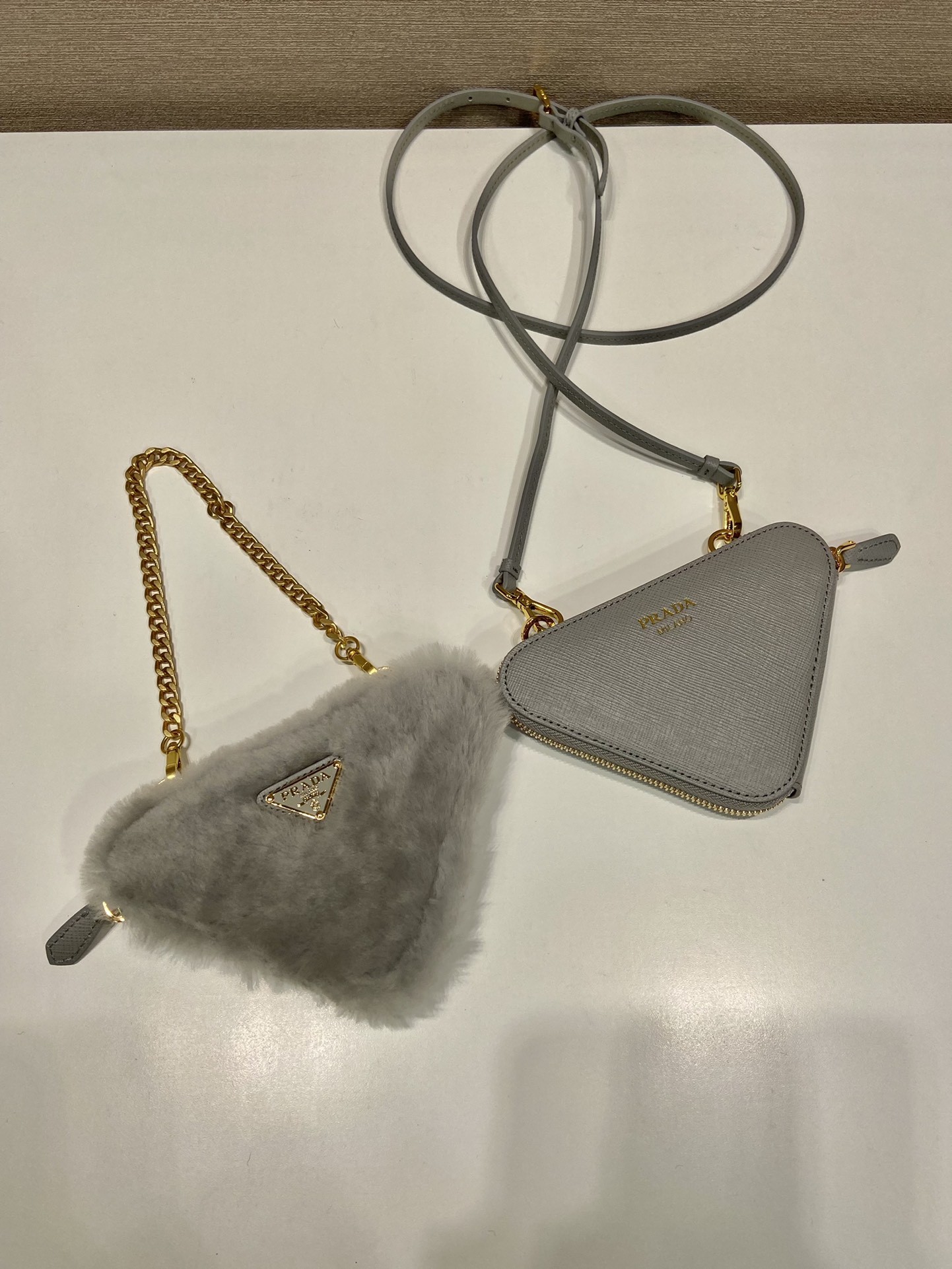 Pra*a 1nr015 double triangle bag -15*10*5cm