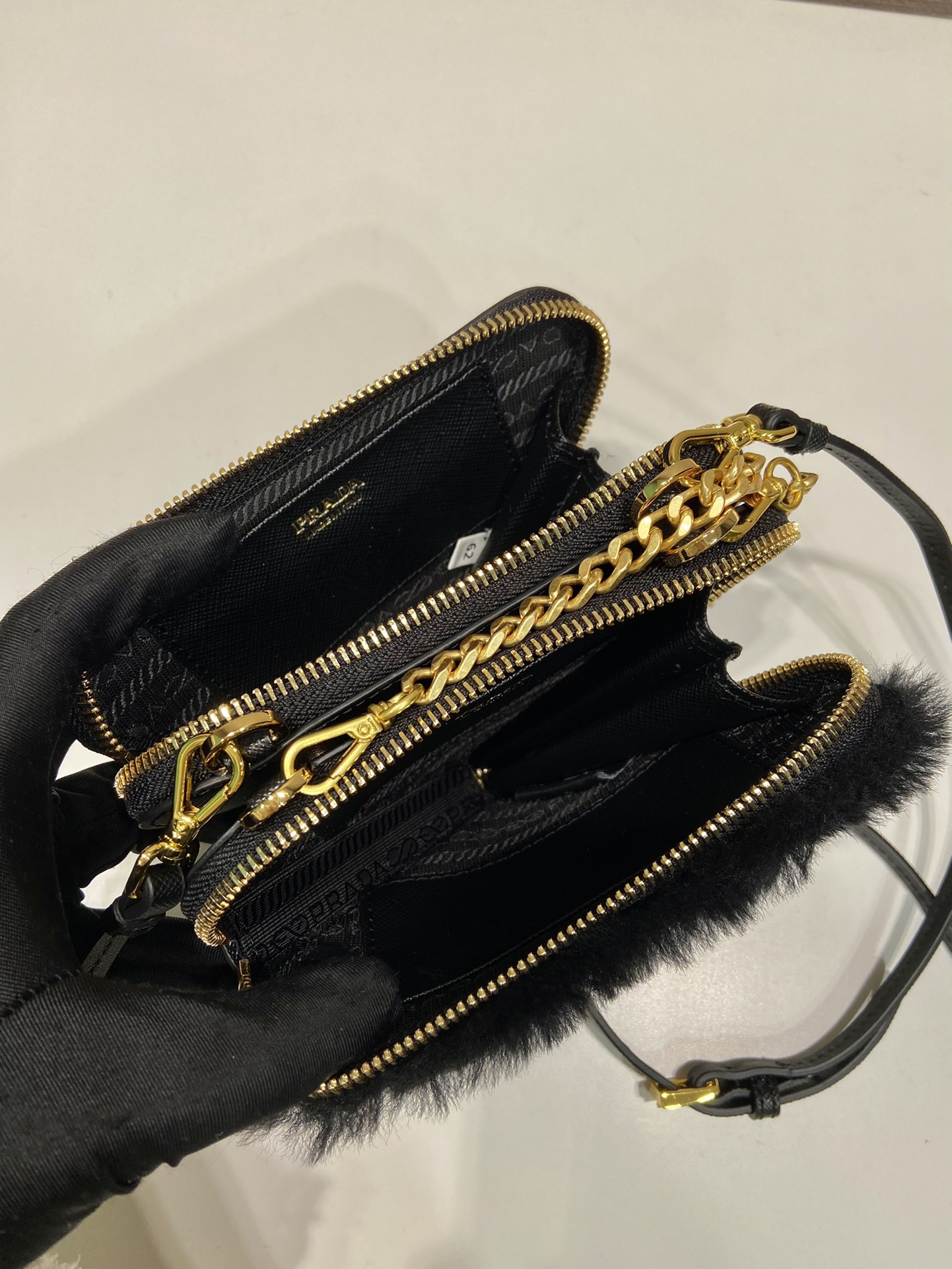 Pra*a 1nr015 double triangle bag -15*10*5cm