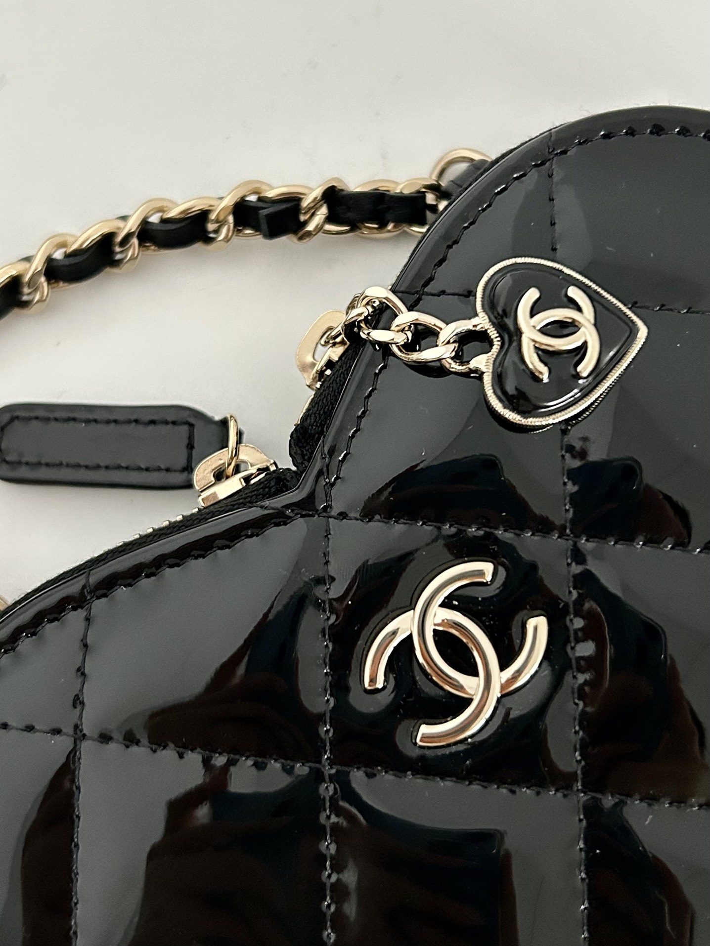 Ch@nel Love Patent Leather Twin Bag-13.3*15*2CM