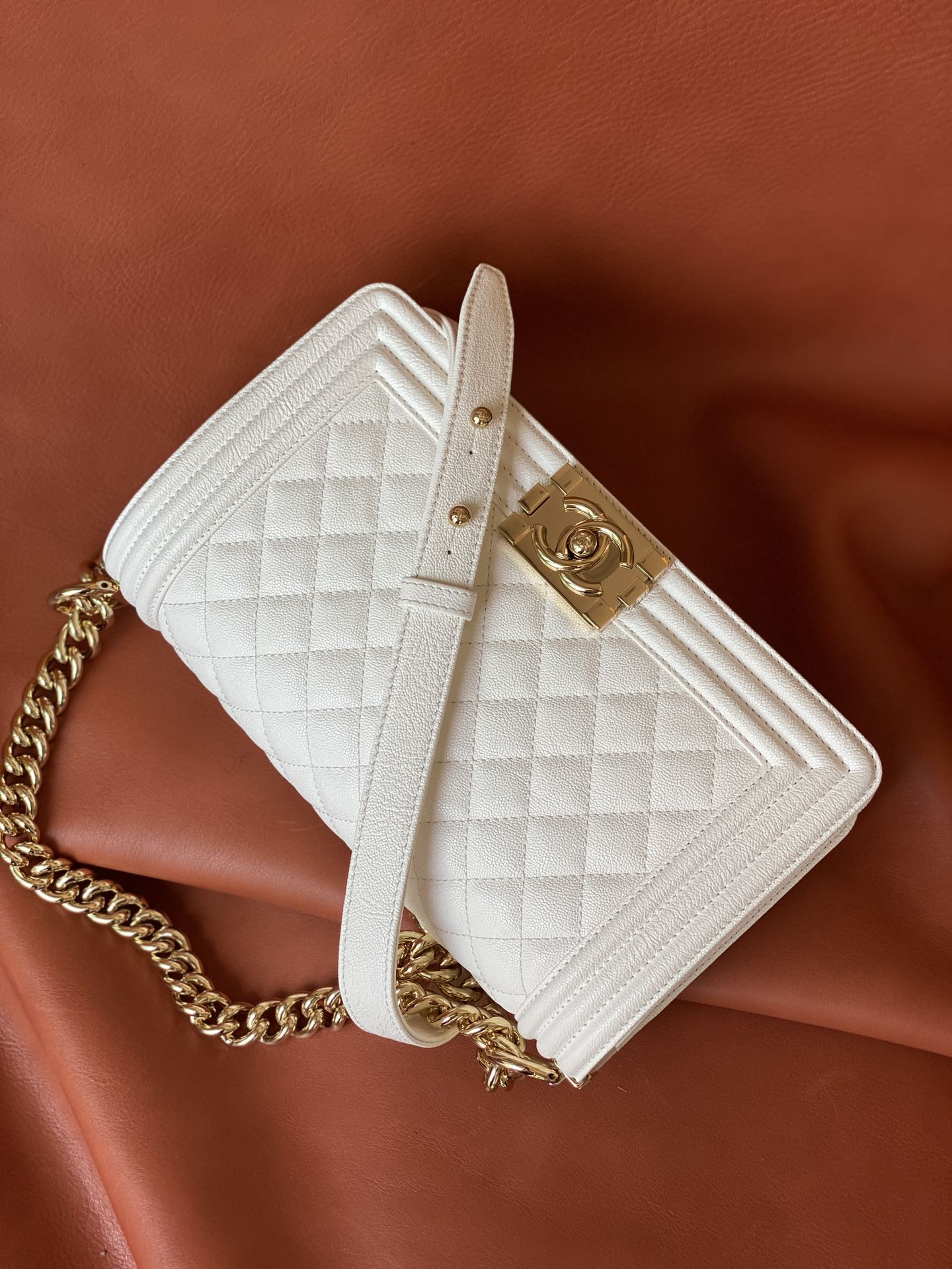 Ch@nel Boy Bag-Caviar-25CM
