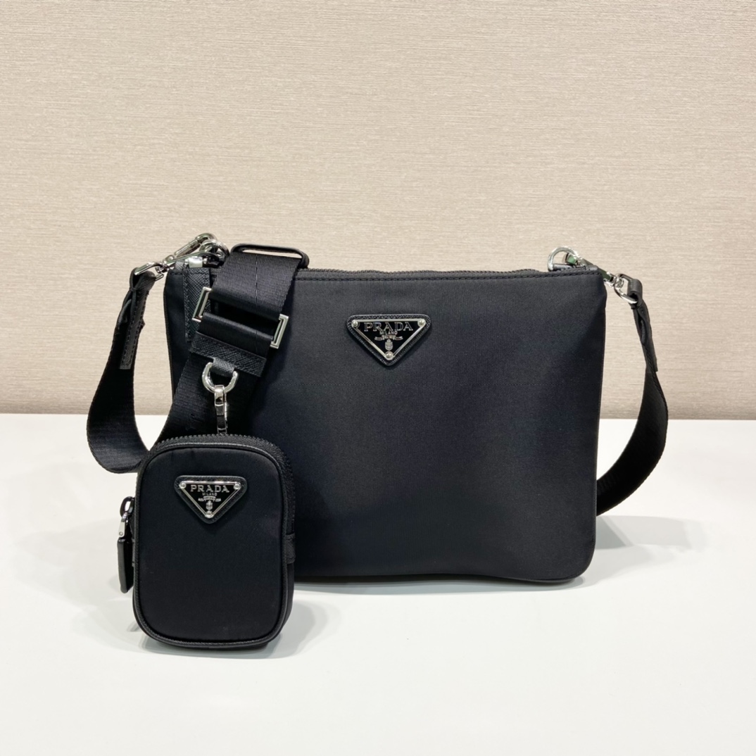 Pra*a re-nylon and saffiano leather bag-2vh120-25*18*4cm