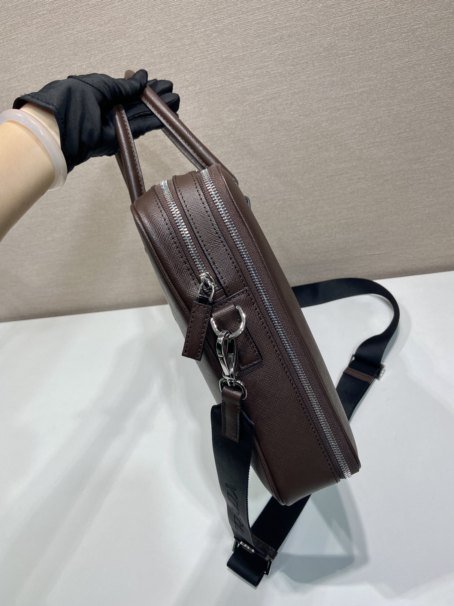 Pra*a 2vg039 saffiano leather tote bag-38*28*6.5cm