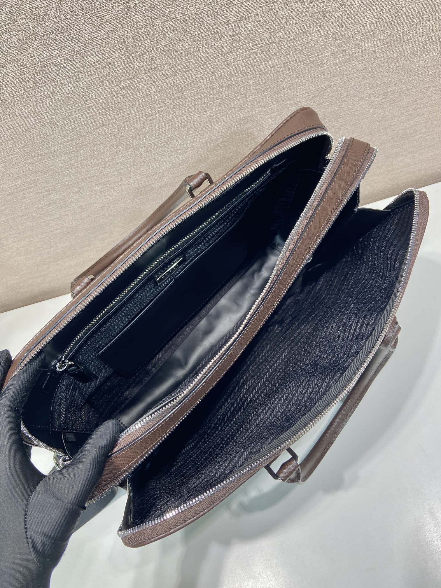Pra*a 2vg039 saffiano leather tote bag-38*28*6.5cm