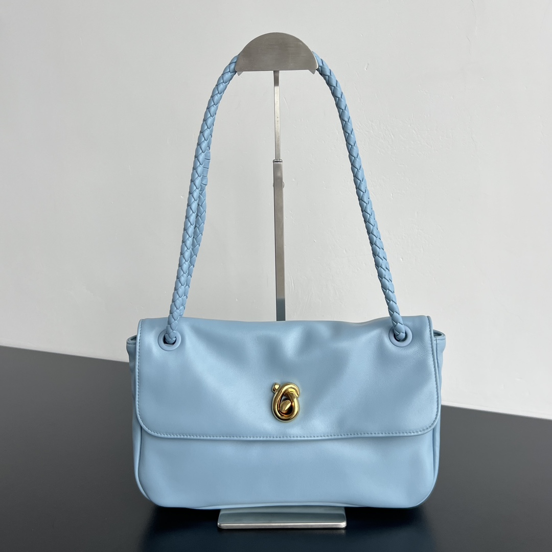 b0tt*ga Ven*ta soft lock leather shoulder bag-27x16x6cm