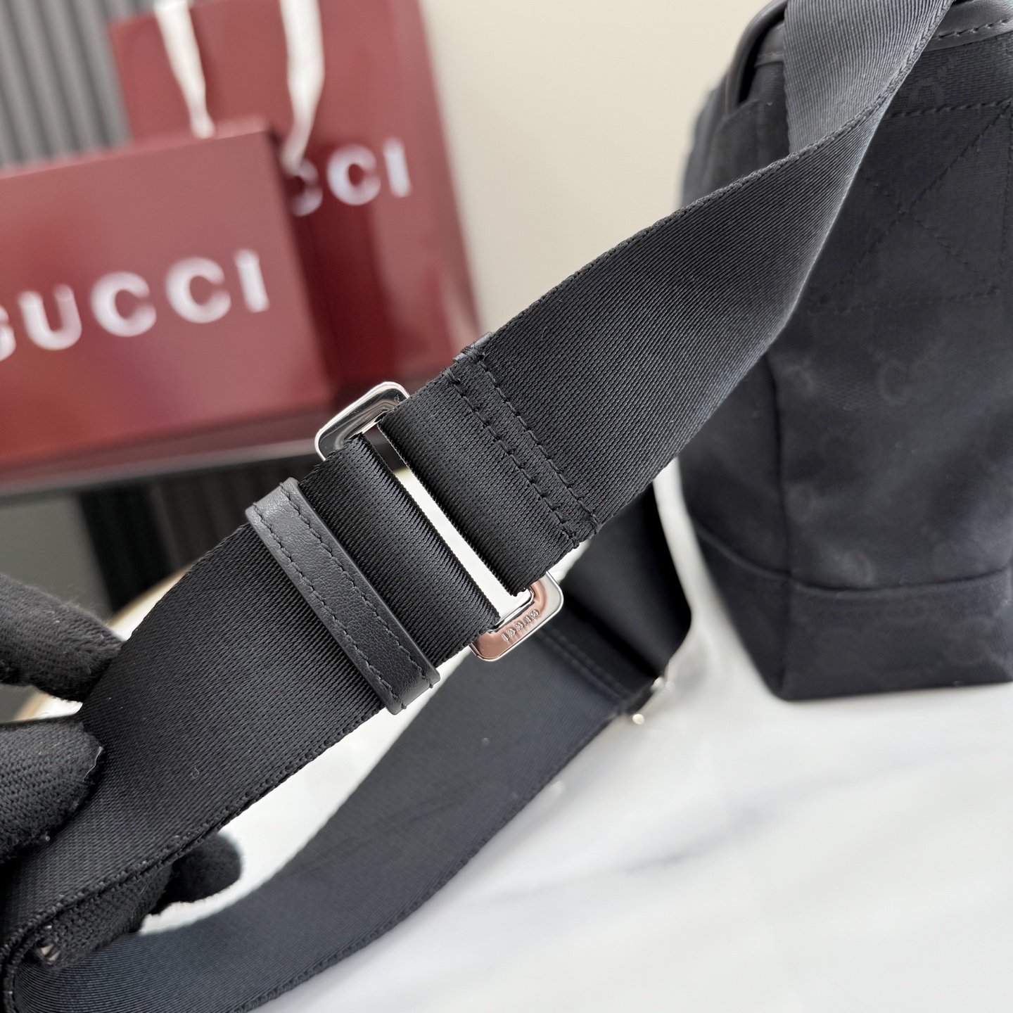 Gv*c* GG Canvas Small Crossbody Bag In Black GG canvas-25*20*8.5CM