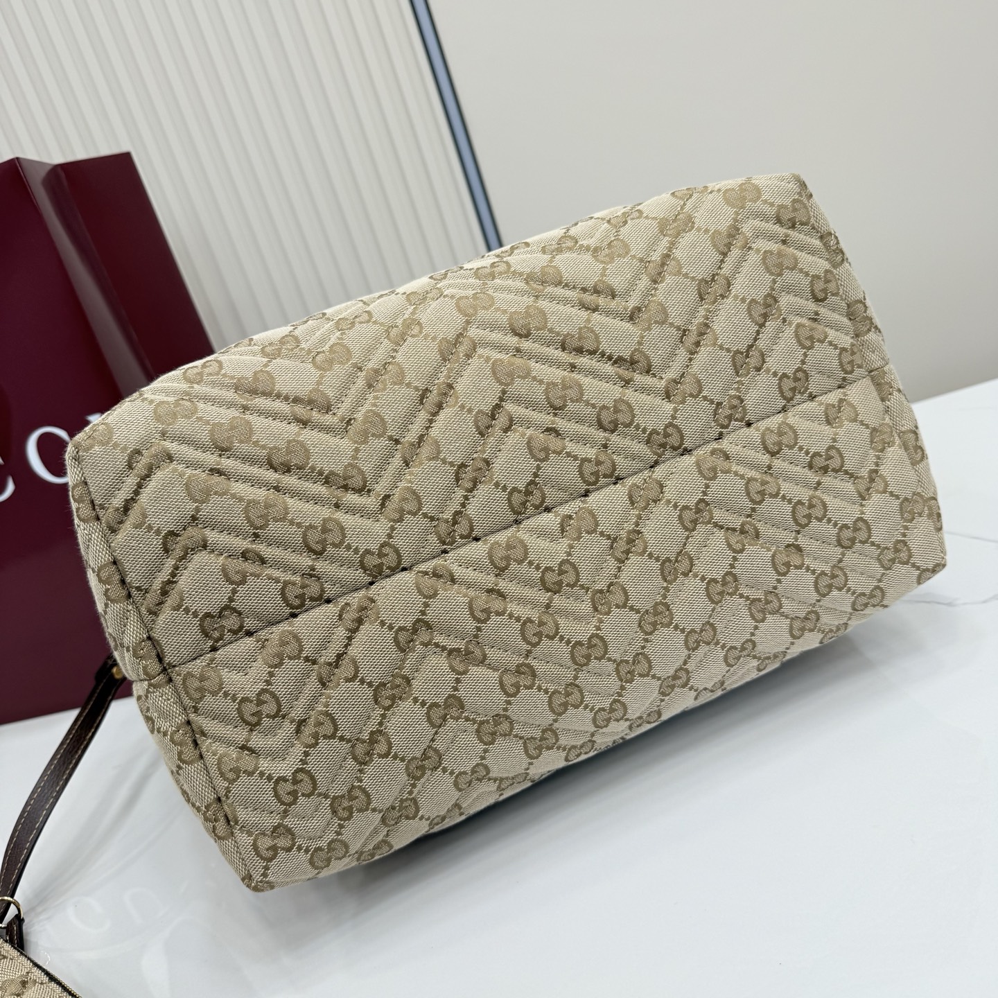 Gv*c* GG Marmont Large Tote Bag in Sand And Brown GG Canvas-30*23*18CM