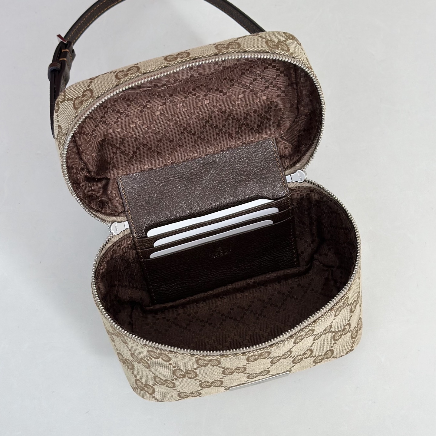 Gu*cci Tag Mini Bag In Sand And Brown GG Canvas-16*12*9CM