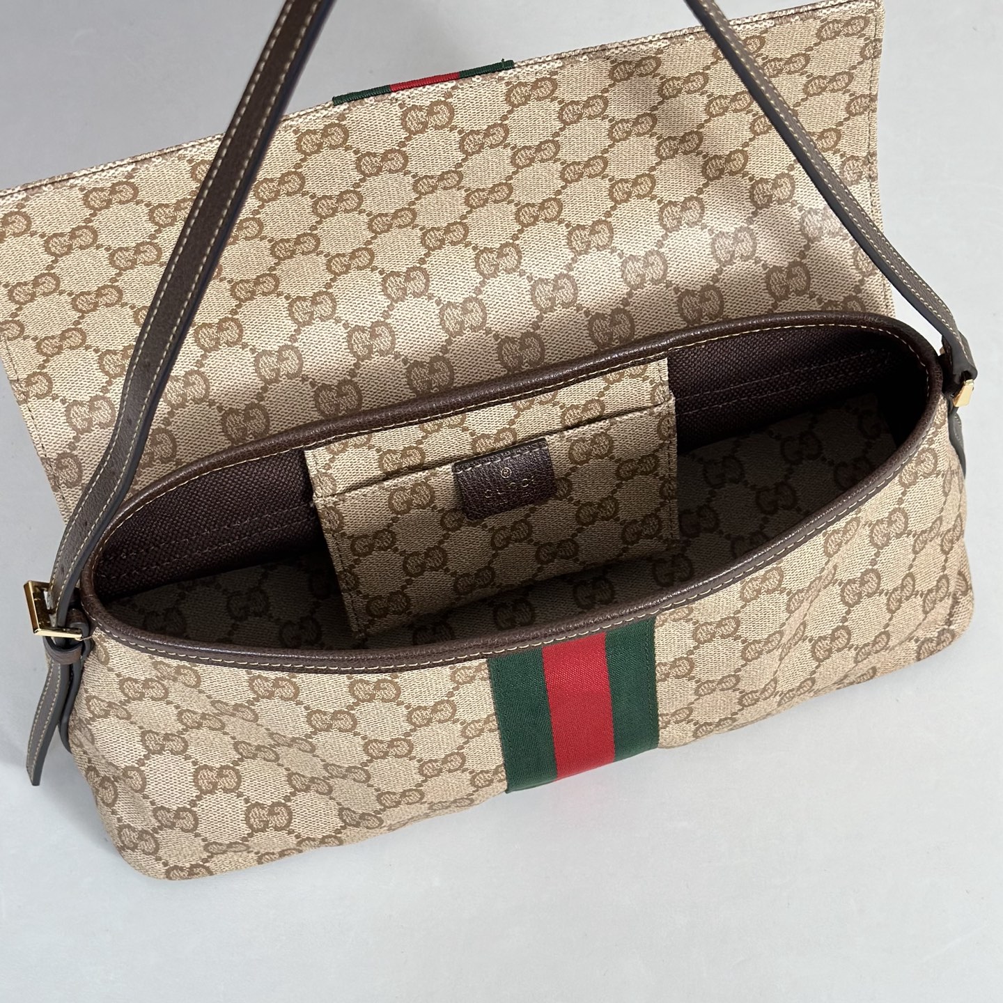 Guc*ci Madison Medium Shoulder Bag In Sand And Brown GG Canvas-31*13*11.5CM