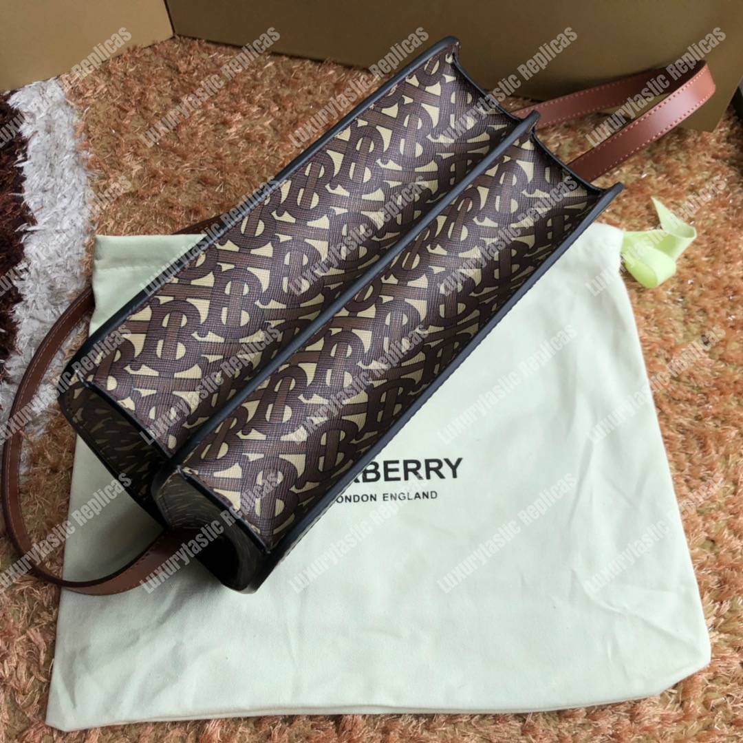 B**rry medium monogram stripe e-canvas tb bag bridle brown