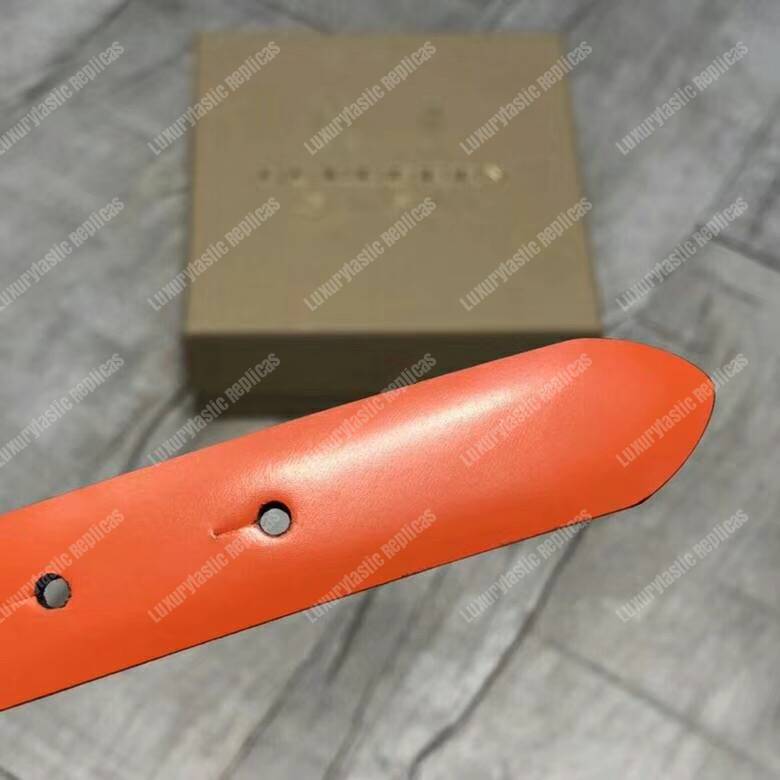 B**rry brass plaque buckle embossed bridle leather belt orange
