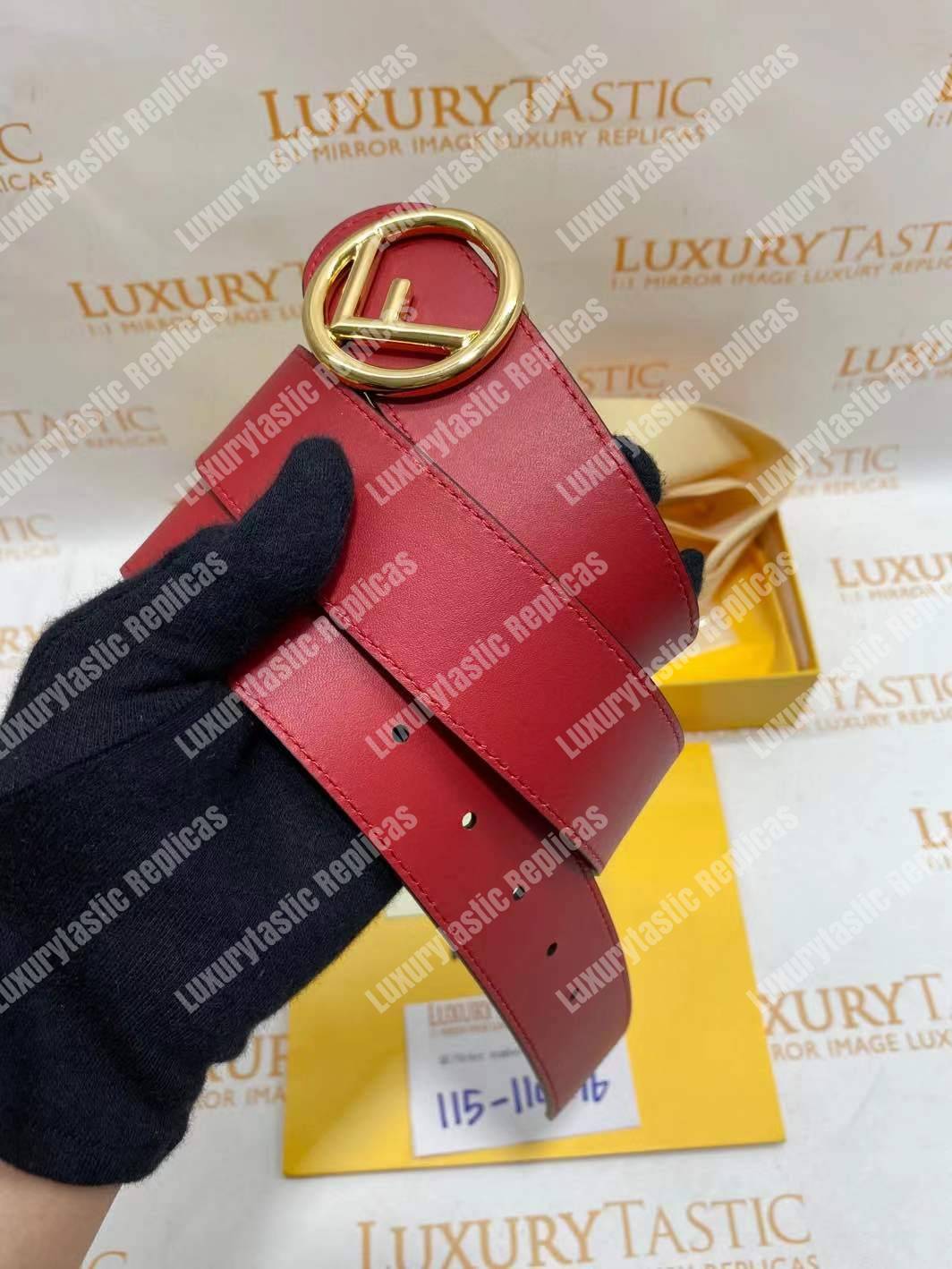 F**di red/black leather belt