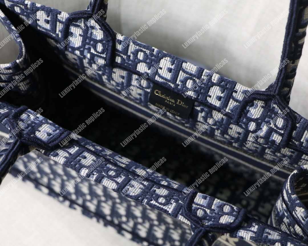 D*or small blue D*or oblique embroidered D*or book tote