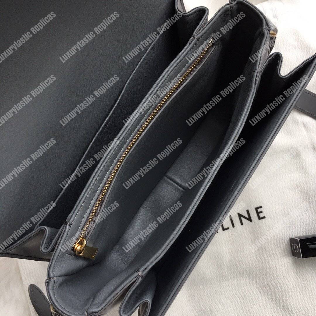 Ce**e medium triomphe bag in shiny calfskin grey