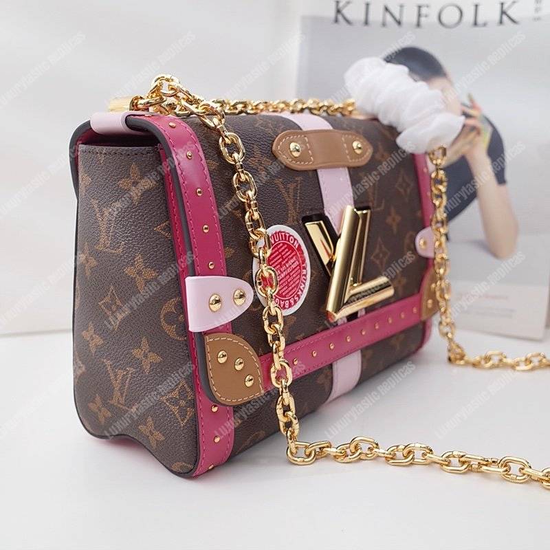 LV Twist MM Epi Leather With Monogram Canvas Pink