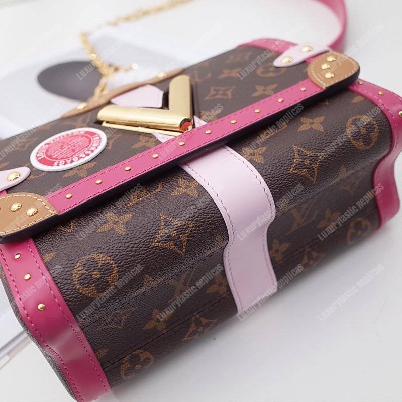 LV Twist MM Epi Leather With Monogram Canvas Pink