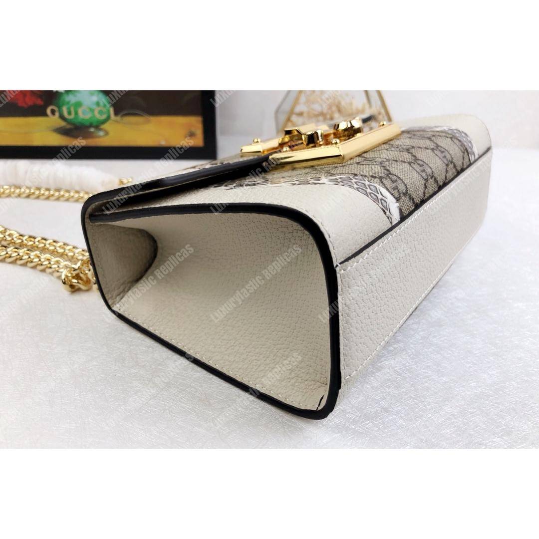 G*u*i abstract padlock shoulder bag white