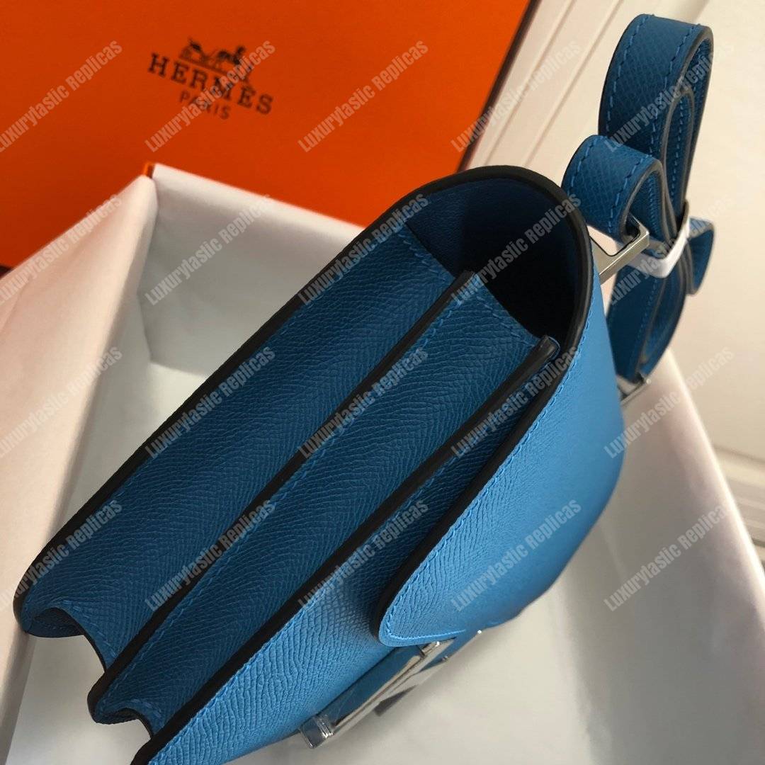 H**mes constance 18 bag epsom blue azur palladium hardware