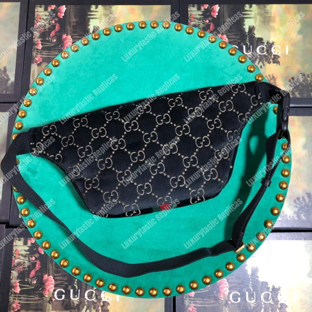 GG Velvet Belt Bag Dark Blue