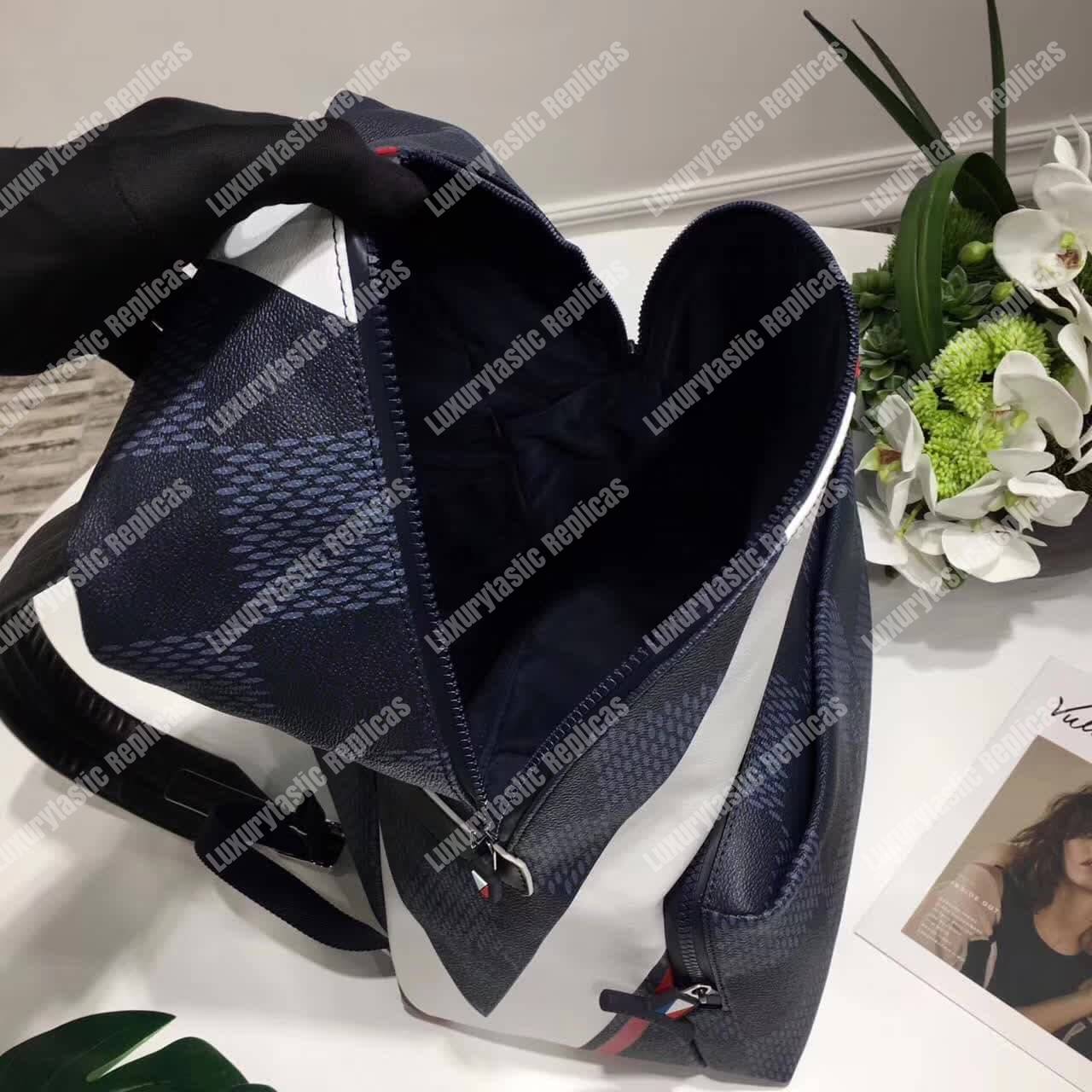LV Apollo Backpack Damier Cobalt Canvas Red
