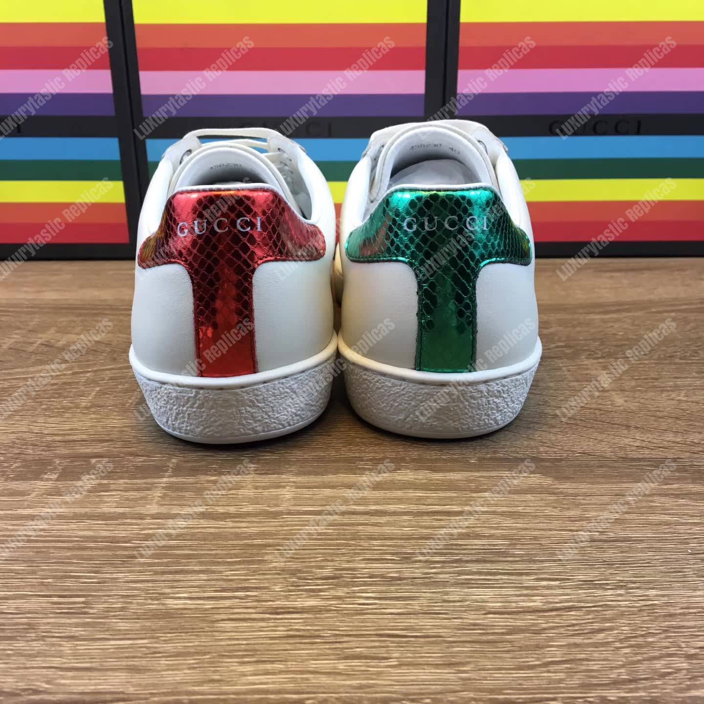 G*u*i ace embroidered snake sneaker white