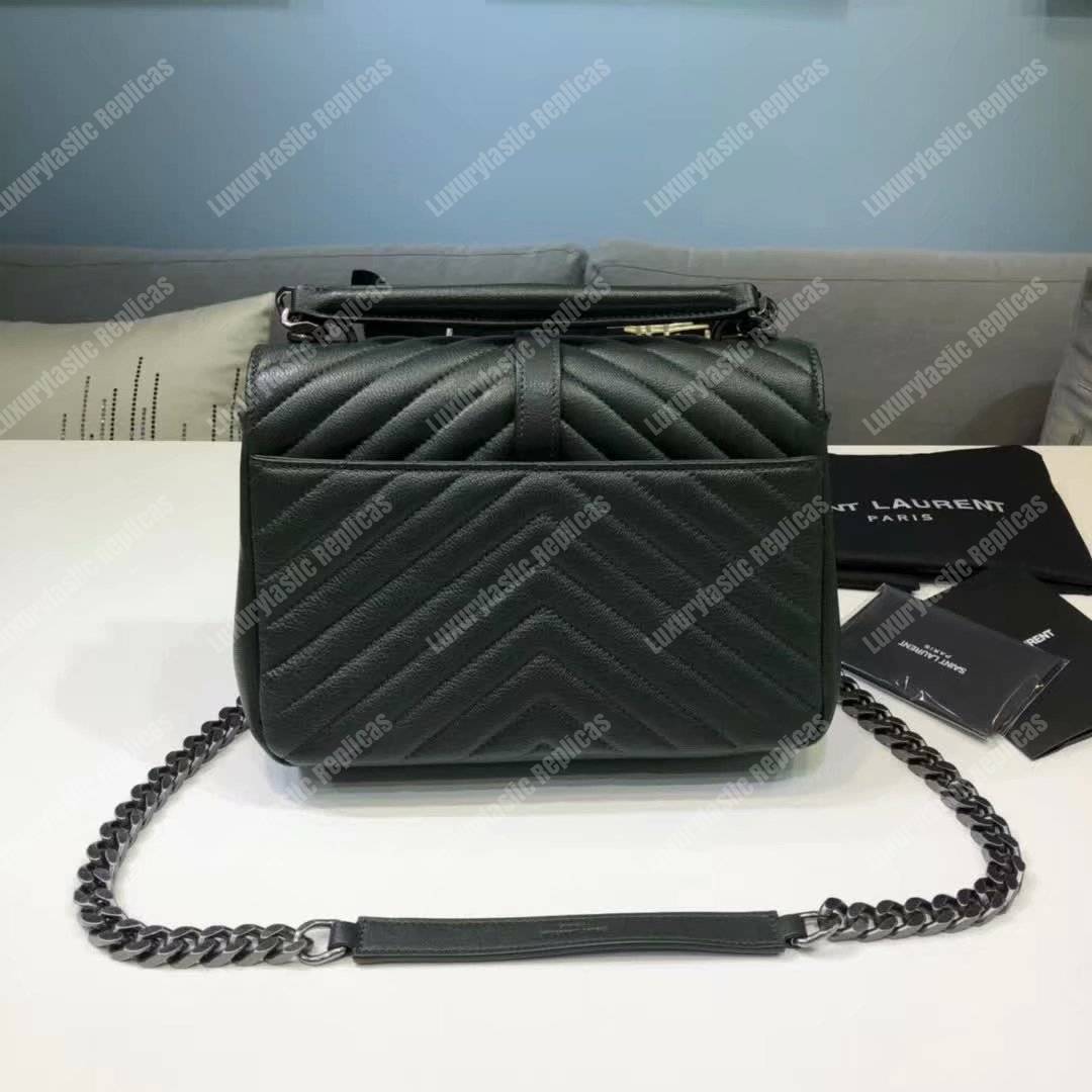 Saint Laurent Classic Medium College Monogram Dark Green Silver-Toned