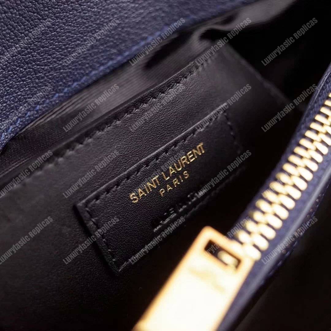 Saint Laurent Classic Medium College Monogram Blue Gold-Toned