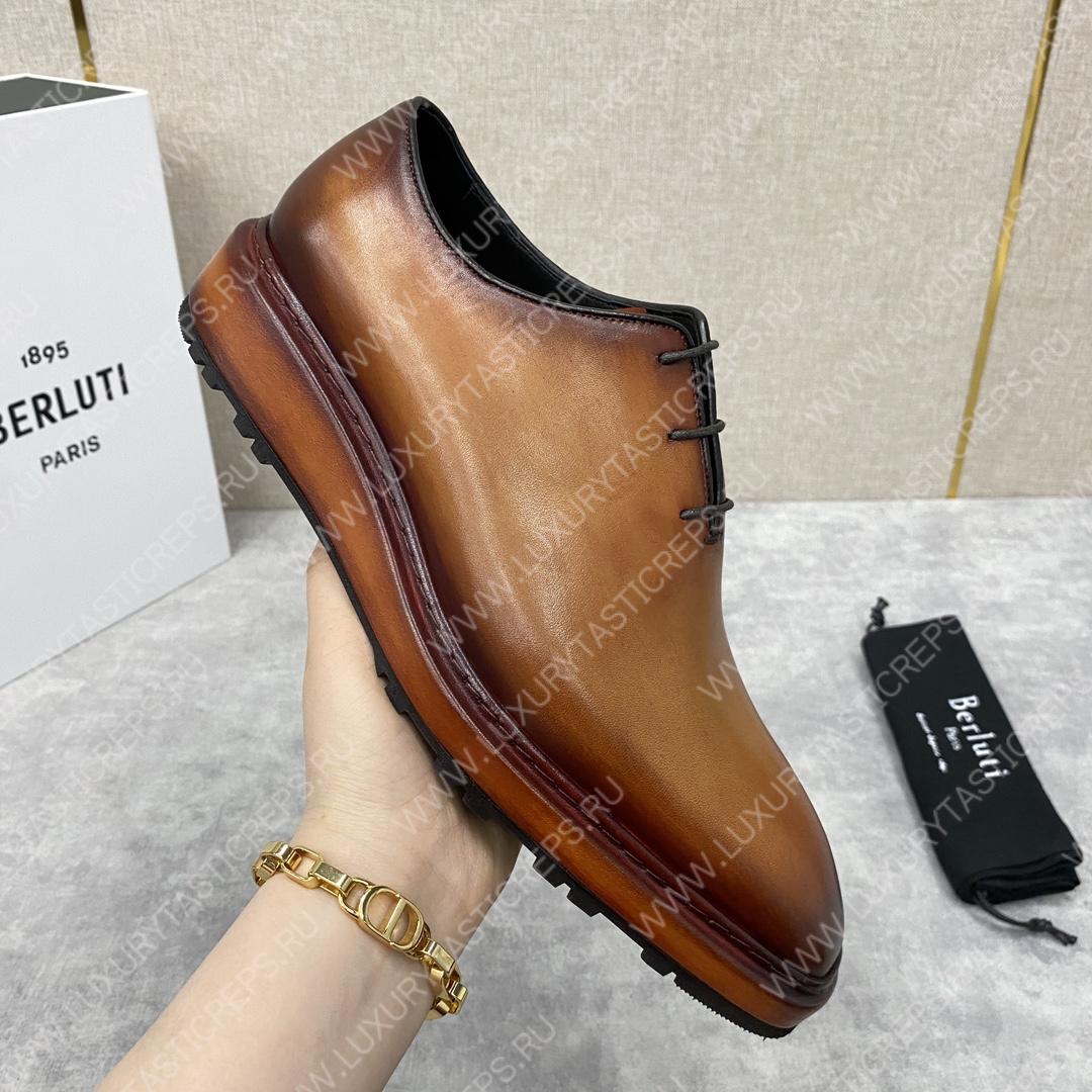 BERLUTI ALESSANDRO ALTO LEATHER OXFORD LIGHT BROWN S5843-V1
