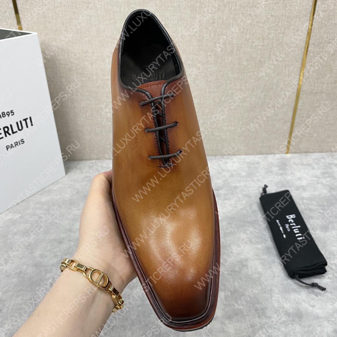 BERLUTI ALESSANDRO ALTO LEATHER OXFORD LIGHT BROWN S5843-V1