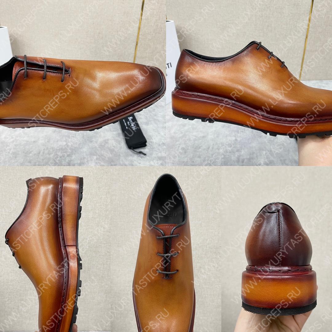 BERLUTI ALESSANDRO ALTO LEATHER OXFORD LIGHT BROWN S5843-V1