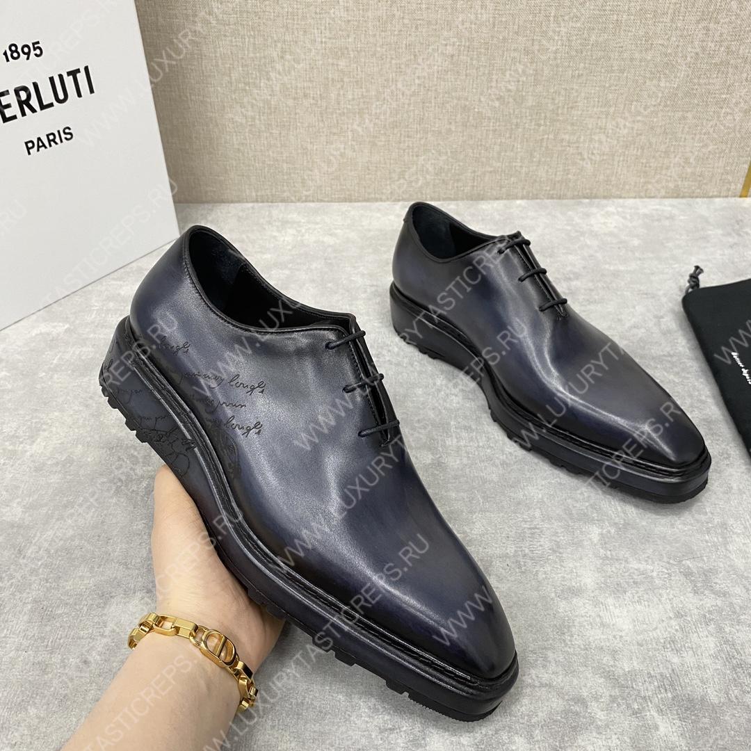 BERLUTI ALESSANDRO ALTO LEATHER OXFORD LIGHT DARK BLUE S5843-V1
