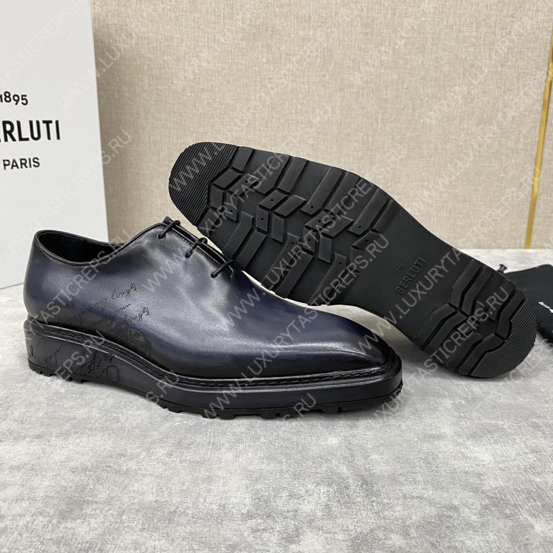 BERLUTI ALESSANDRO ALTO LEATHER OXFORD LIGHT DARK BLUE S5843-V1