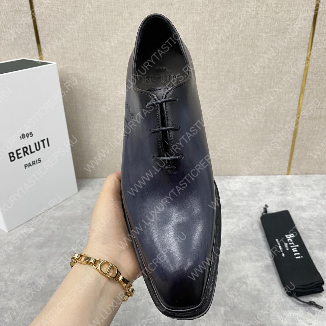 BERLUTI ALESSANDRO ALTO LEATHER OXFORD LIGHT DARK BLUE S5843-V1