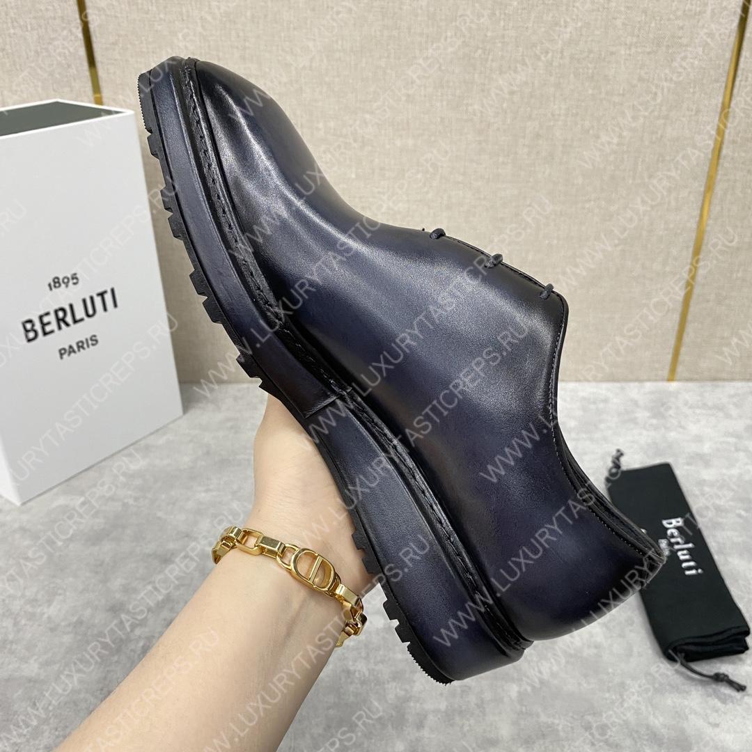 BERLUTI ALESSANDRO ALTO LEATHER OXFORD LIGHT DARK BLUE S5843-V1
